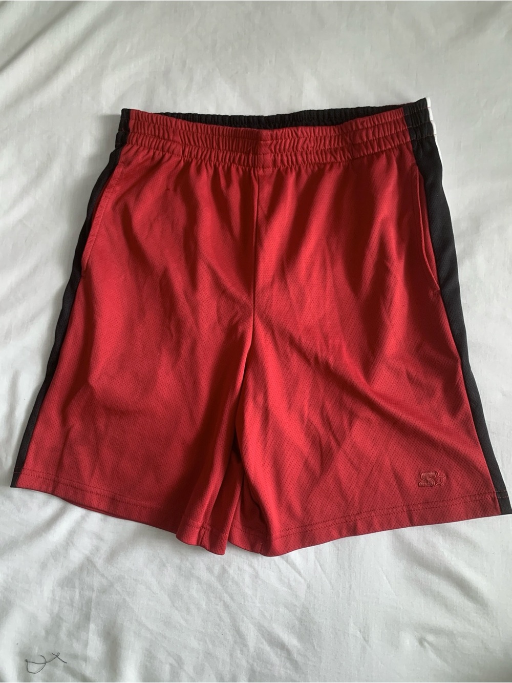 STARTER Red Athletic Shorts with Black Side Panels